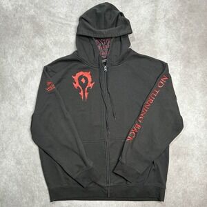 Vintage Y2K World of Warcraft Hoodie Mens 2XL Black Red Sweatshirt Horde Logo